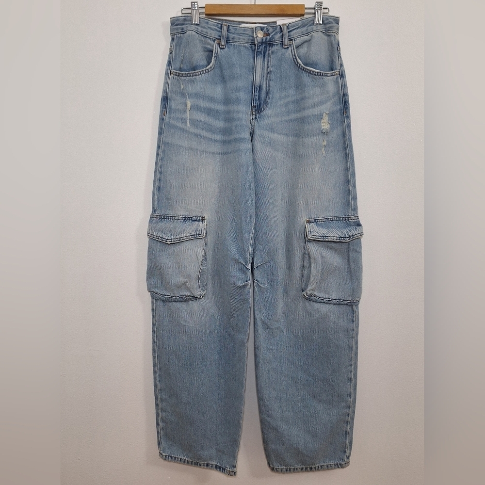 NWT PULL&BEAR Light Blue Cargo Jeans
